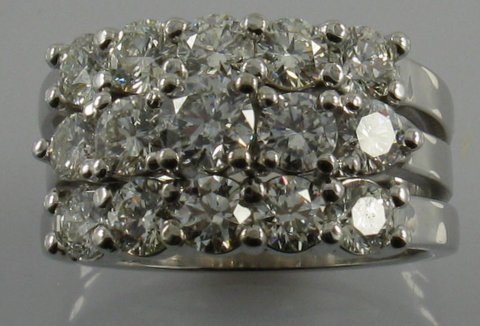 Wide three-row diamond band