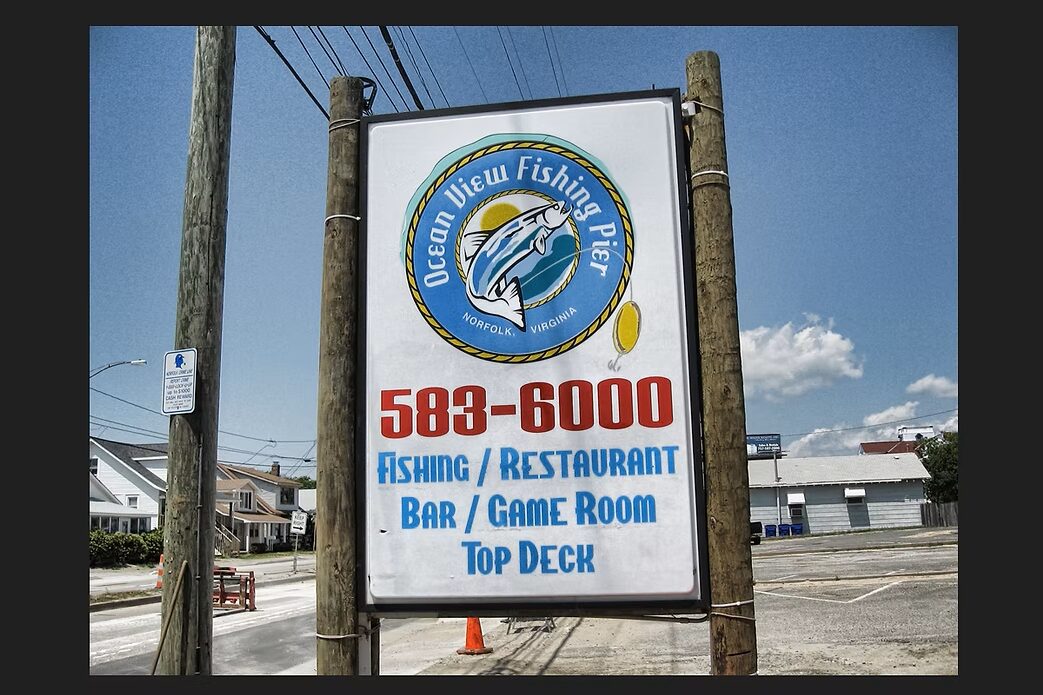 Ocean View Fishing Pier marquee sign